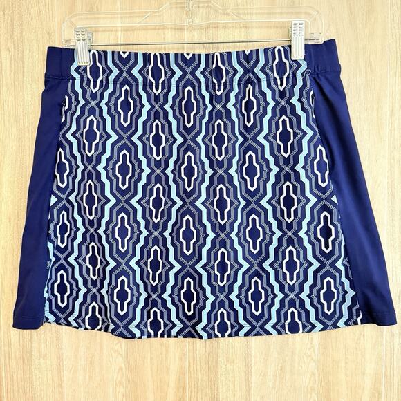 J Mclaughlin Skort Catalina Cloth Skirt Size M Blue White Geometric Print Sport - Picture 1 of 12